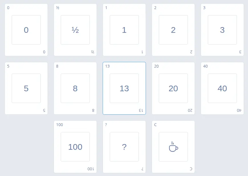 Planning Poker cards